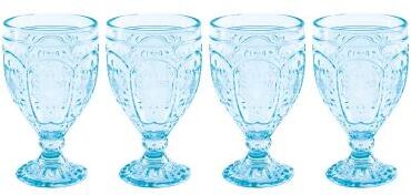 Fitz and Floyd Set of 4 Trestle Goblets, Aqua Set
