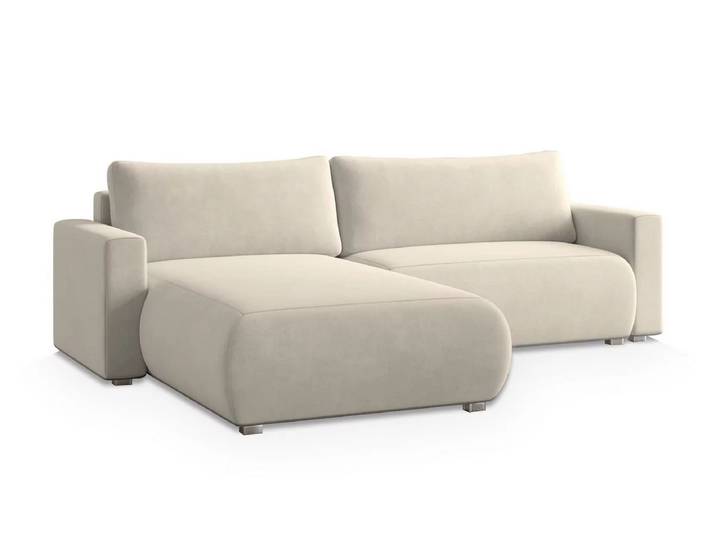 ANGEBOT Cremefarbige ausziehbare Ecksofa MONORA, beidseitig verwendbar II. Wahl