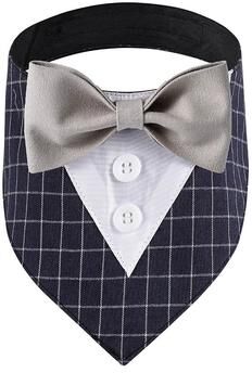 Inspire Select Pet Wedding Tuxedo Bandana Adjustable Dog Bib Scarf For Weddings, Birthdays & Special Occasions dark Blue l