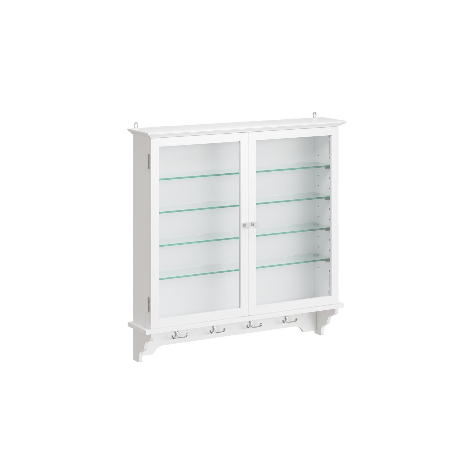 SoBuy Wandschrank, Vitrinenschrank und Aufbewahrungsschrank mit 2 Türen Weiß 68x13,5x68,5cm