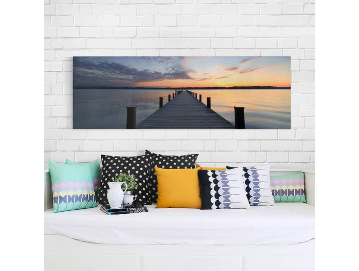 Impression sur toile Ponton I Lin Bleu 120cm