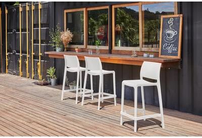 SET OF 2 SENSILLA OUTDOOR STACKABLE COUNTER STOOLS by Polder in White