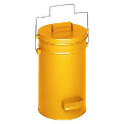 PROREGAL Robuster Sicherheitsbehälter mit Deckel & Tragebügel | HxBxT 38x27x27cm | Verzinkter Stahl | Gelb | Mülleimer Müllbehälter