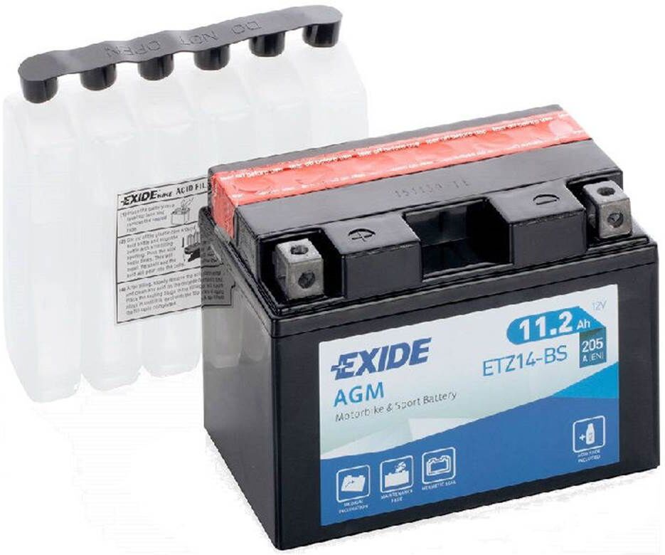 Bateria para mota Exide etz14-bs 11,2ah 205a 12v