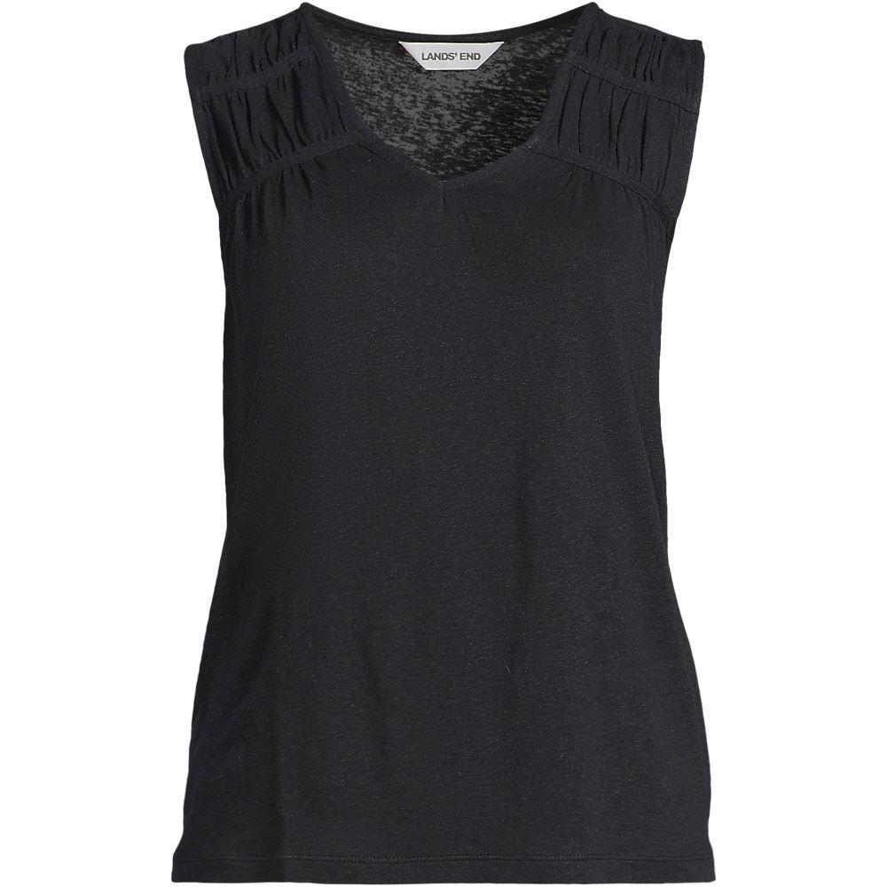 Ärmelloses Soft Flow Top aus Leinenmix für Damen, Damen, size: regular, Schwarz, Leinen/Baumwolle Modal, by Lands' End