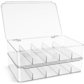 "Sorbus Toy Storage Case with Hinged Lid - Plastic Stackable Organizers and Storage (2 Pack) - 7"" x 10.5"" x 2.25""."