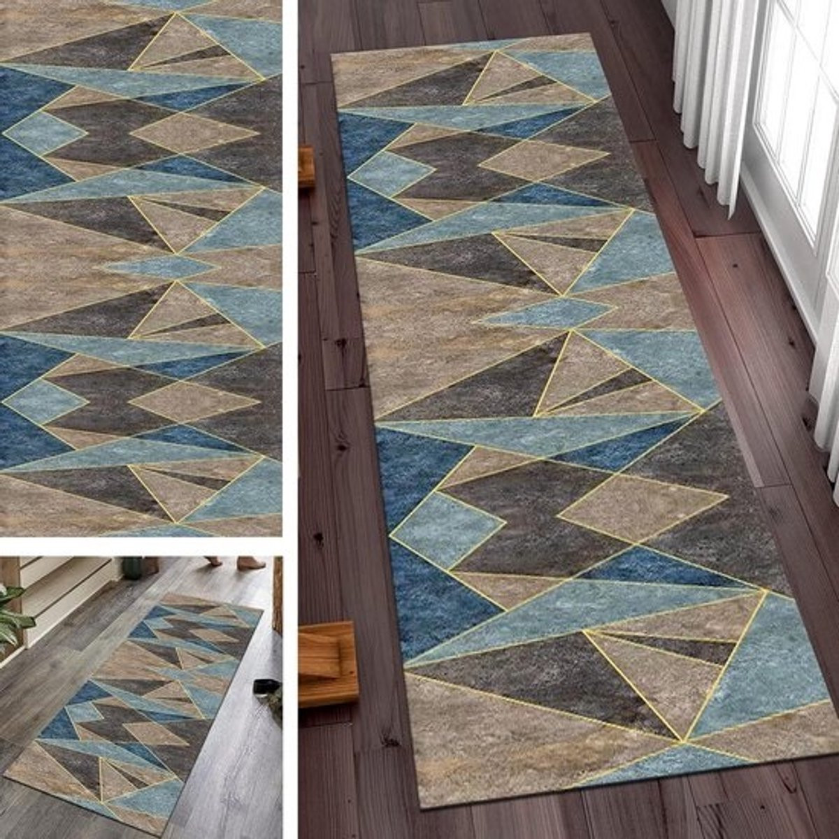 Modern Geometrisch Gangtapijt met Antislip Rug - Polyester - 80 x 200 cm
