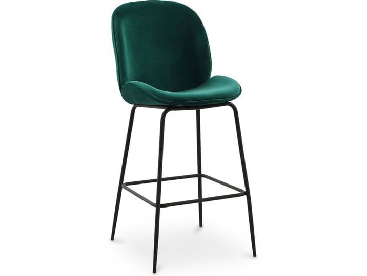 Tabouret de bar Accent Velours Rembourré Design rétro 73cm - Elias Vert foncé