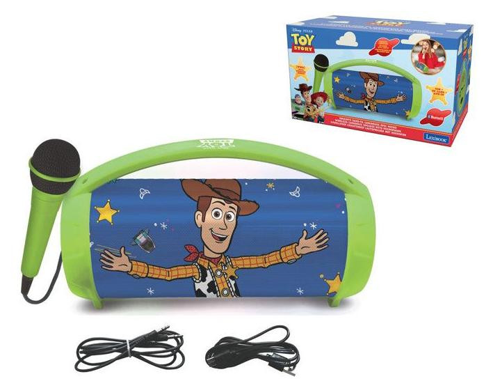 Lexibook Toy Story Bluetooth-luidspreker met lichteffect en sneeuwbol, blauw, draadloos met karaoke-microfoon en USB-C oplaadbaar