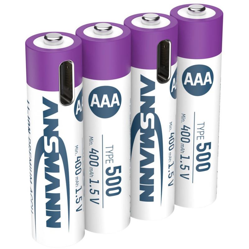 ANSMANN USB-Akkus mit Ladekabel Premium Li-Ion Micro AAA 400 mAh, 8 St.
