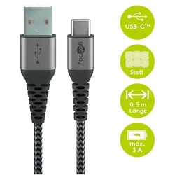 goobay USB-Kabel Adapterkabel USB 2.0 A/USB C 0.5 m schwarz