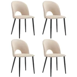 STILVORA Polsterstuhl Samt Beige 47x44x84 cm mit Rückenlehne Diamantmuster Metallgestell verstellbare Füße komfortabler Esszimmerstuhl Design