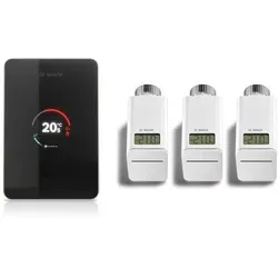 Bosch EasyControl Kabelloser Smart-WLAN-Controller-Set mit 3 Funk-Thermostaten, Schwarz CT 200 B Set