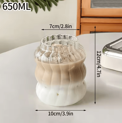 Inspire Picks RippleWave Transparent Drinking Glass Creative Wave Iced Coffee Tumbler b2