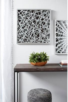 ARCILLA ELEMENTAL Large Square Modern Abstract Art Black and White Paper Shadow Box Wall Art 23.5 x 23.5 - 24 x 2 x 24