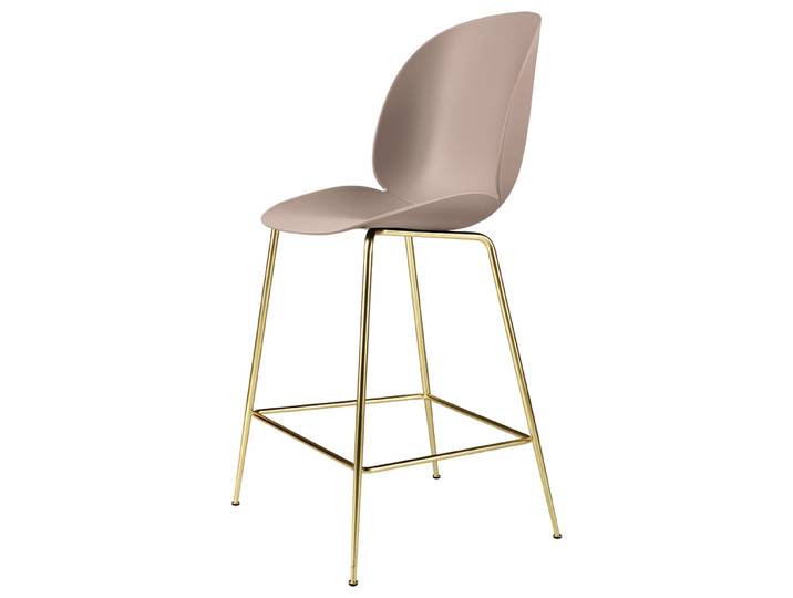 GUBI tabouret BEETLE COUNTER CHAIR base laiton (Sweet pink - polypropylène et acier)