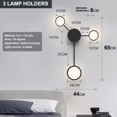 Inspire Curations Nordic Modern Minimalist LED Wall Sconce 3 Heads Black warm And White
