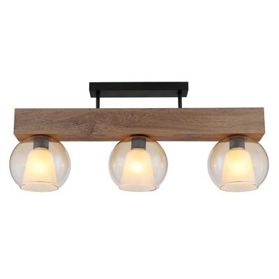 GLOBO LIGHTING Deckenleuchte "BARRY I", braun (schwarz), 1 Stk., Leuchten, Deckenlampe/holzoptik/Glas amber/Glaskristalle/Innenglas, Deckenleuchte