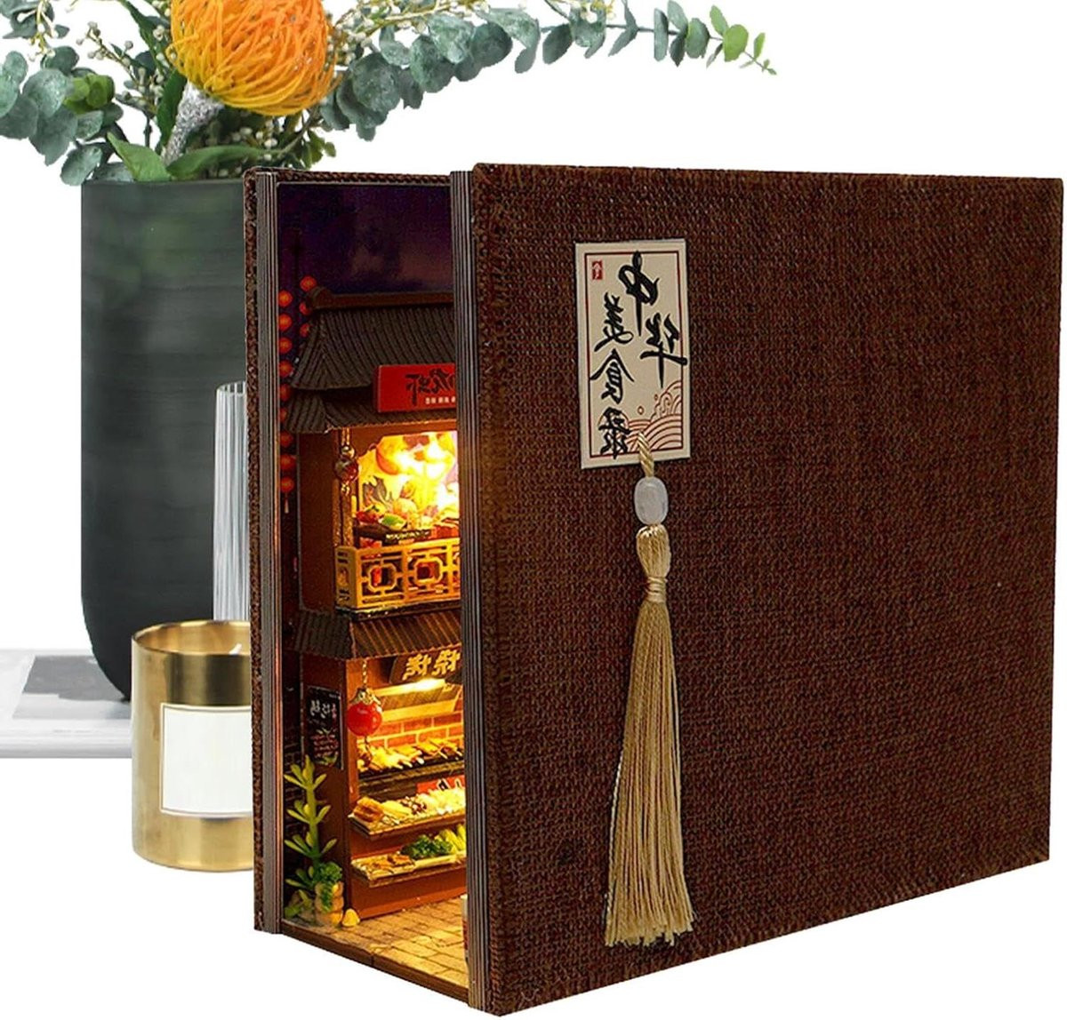 Boekenhoek Decoratie - Miniatuur Huisje voor Boekenplank - Chinese Straat Ontwerp
