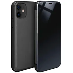 moex Clear View Cover für iPhone 12 – Spiegelnde klapp Hülle in Hochglanz Optik – Void Case