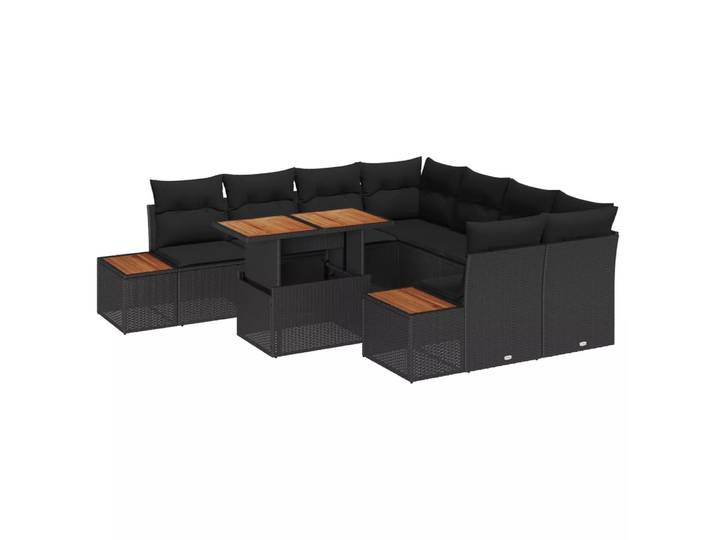 VidaXL - Rattan esstisch set poly-rattan, One Size, Schwarz