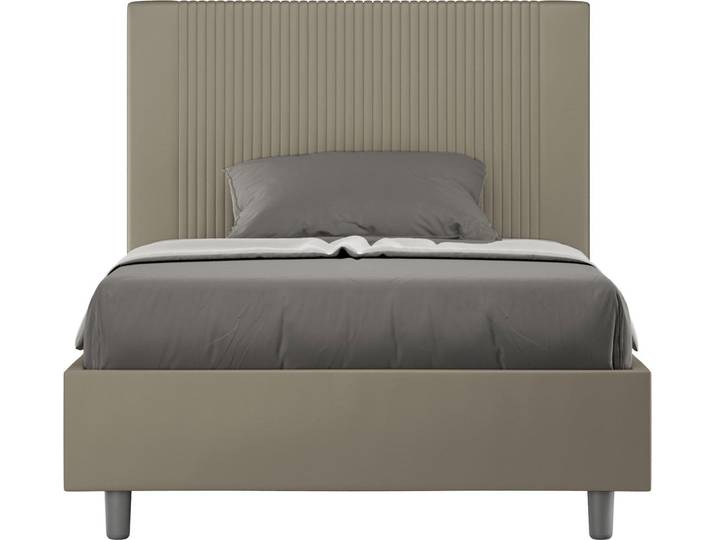 ITYHOME - Lit 1 place et demi coffre rembourré 120x210 similicuir cappuccino Goya