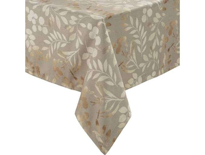 Erwin Müller Tischdecke Blätter beige Größe 130x220 cm - pflegeleicht, strapazierfähig, integrierter Fleckschutz für einfache Reinigung