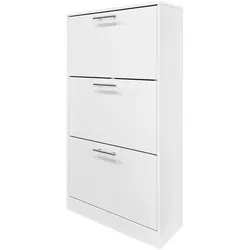 Better Home Schuhschrank mit Edelstahlgriffen und 3 Fächern, ca. 62x24x115,5 cm – Weiß