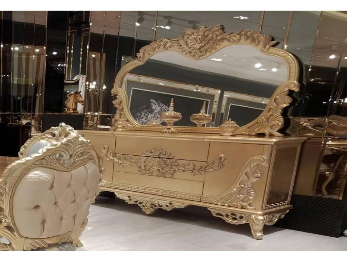 JVmoebel Sideboard Esszimmer-Anrichte in Gold mit eleganter Art déco-Ästhetik, Made in Europa