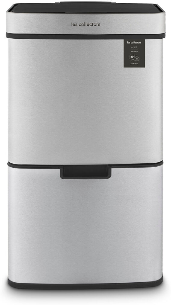 LES COLLECTORS Steel Motion Sensor Multi-Compartment Rubbish & Recycling Bin Silver 69 L.