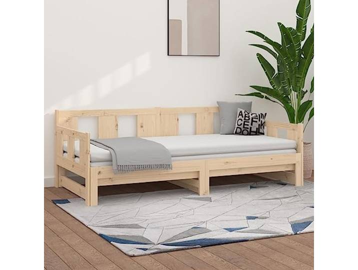 RJPLMFV Ausziehbett, Kiefernholz, massiv, 2 x (90 x 190 cm) Ausziehbares Schlafsofa, platzsparendes Design, Lattenrost inklusive, ohne Matratze