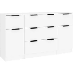 vidaXL 3-tlg. Sideboard-Set Weiß Holzwerkstoff