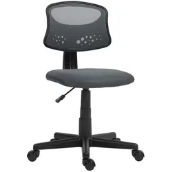 HOMCOM Ergonomischer Netz-Bürostuhl ohne Armlehnen drehbar höhenverstellbar atmungsaktiv 120kg Tragkraft Grau