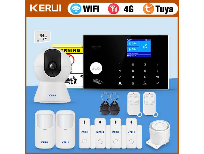 KERUI G34 4G/WiFi système d'alarme domestique avec 3 Zones filaires affichage de la température et de l'humidité système anti-cambriolage sans fil pour maison/Garage