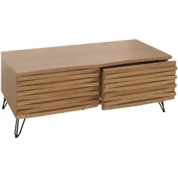 Mendler Couchtisch HWC-M49, Wohnzimmertisch Tisch, 3D-Design 2 Schubladen MDF Metall 46x110x55cm ~ natur