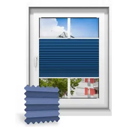 Plissee ohne Bohren nach Maß, Marineblau 158060, 30 x 80 cm, Plissee individuell maßangefertigt