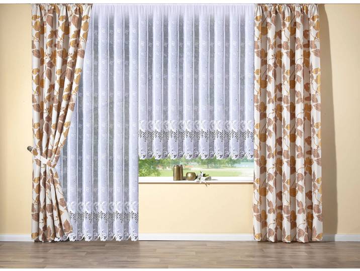 Gardine STICKEREIEN PLAUEN Rebe Gr. 10, weiß, B:600cm H:175cm, Sablé, Polyester, Gardinen, Gardine