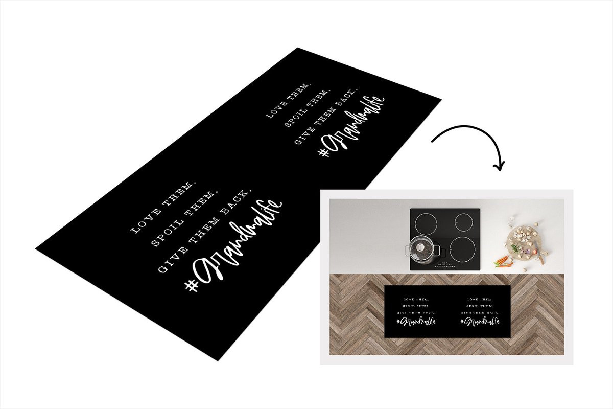 Keukenloper KitchenYeah Vinyl met Quote Love them Spoil them Give them back Grandmalife - 120 x 50 cm