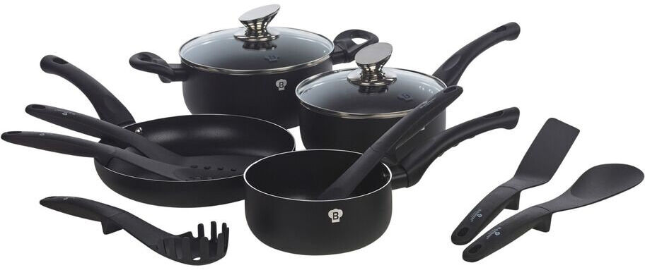 Blaumann 12 - Piece Pressed Aluminium Cookware Set Black Matt 12