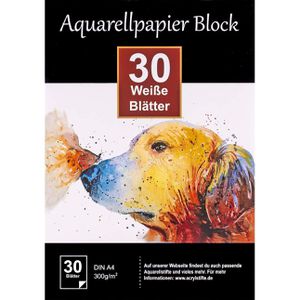 Kunstify Aquarellpapier 600005, Block, A4, 300 g/m², weiß, geleimt, 30 Blatt