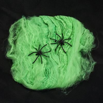 Uplift Treasures Stretchy Artificial Spider Web Halloween Decoration green