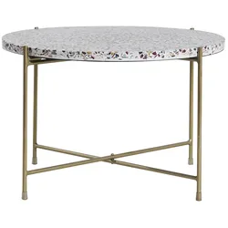 Beistelltisch rund Terrazzo und goldfarbenes Metall D55 cm MEZZO