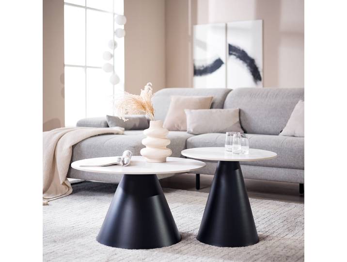 Couchtisch Gather 2er-Set 70 x 46 x 70cm Weiß/Marmor Weiß Dekor