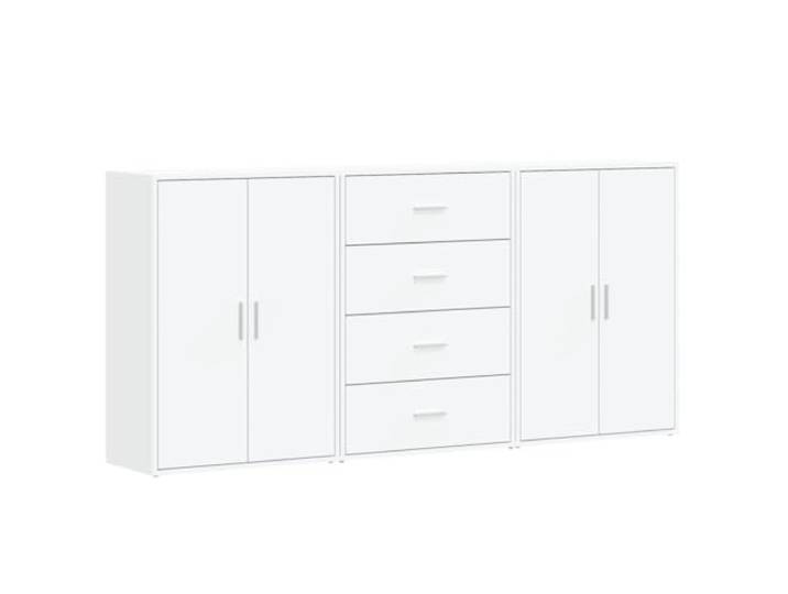 HGFDVCMR Sideboard 3er Set Weiß 60x31x84 cm Holzwerkstoff Vielseitiges 3er Set Beistellschränke für Wohnzimmer und Flur, pflegeleichtes Design mit reichlich Stauraum auf 3 Ebenen.