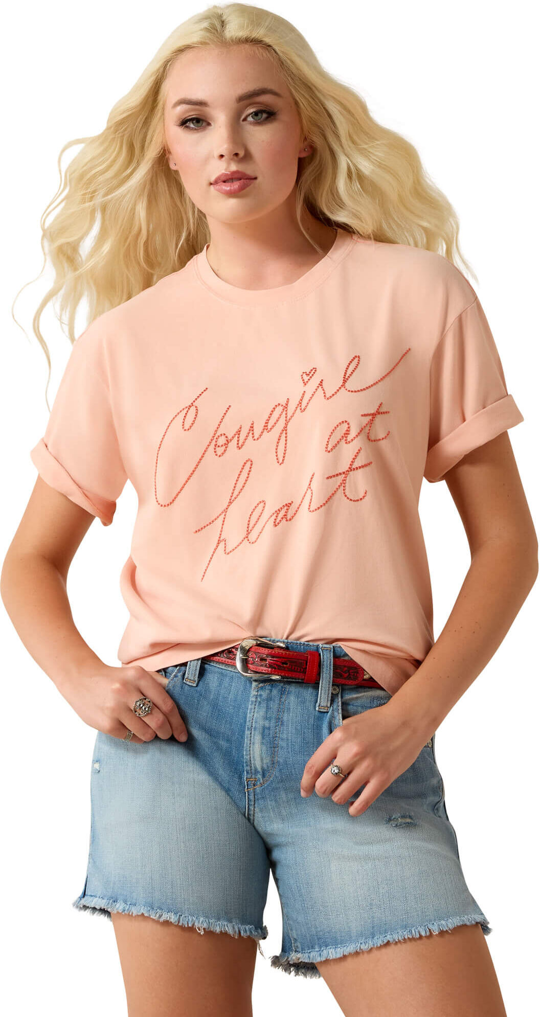 Women's Cowgirl at Heart T-Shirt in Tropical Peach, Size: XL by Ariat