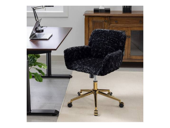 Rolipo Bürostuhl Bürostuhl Bürostuhl höhenverstellbar für Zuhause Drehstuhl 360°drehbar, Mit Armlehnen, 360 Grad drehbar und goldfarbenem Metallfuß