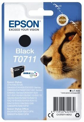 Epson Nr.T0711/c13t07114022 Blækpatron, Sort, 415s