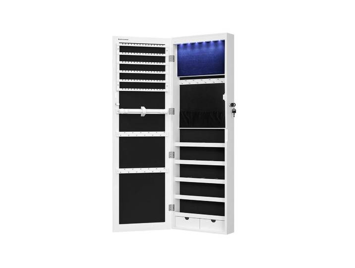Hansiro Schmuckschrank Freetown, Weiß, Glas, 10x120x37 cm, Ordnen & Aufbewahren, Schmuckaufbewahrung