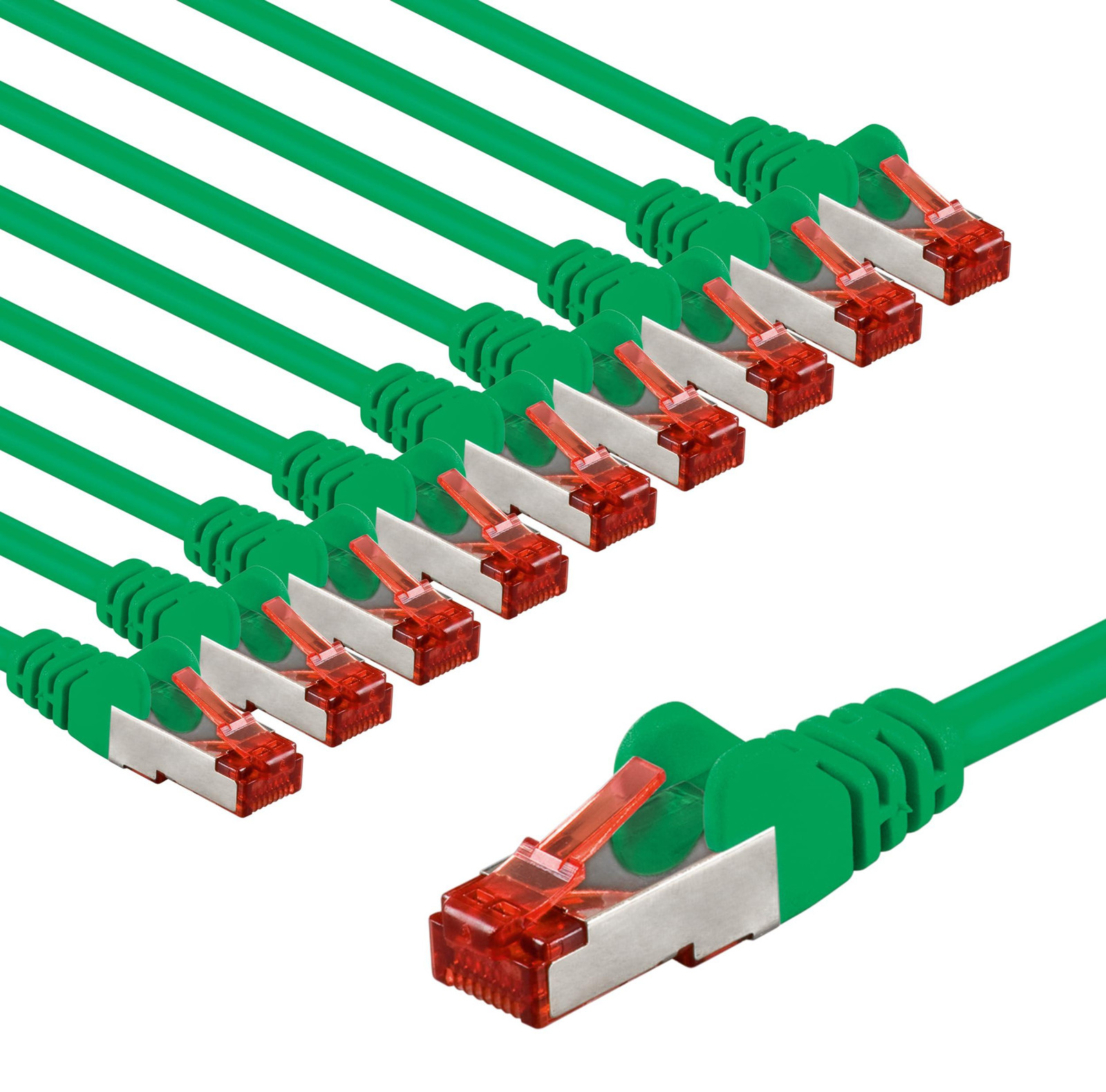 Goobay 66013 CAT6 netwerkkabel set van 10 stuks, afgeschermde S/FTP/CU Ethernet patchkabel