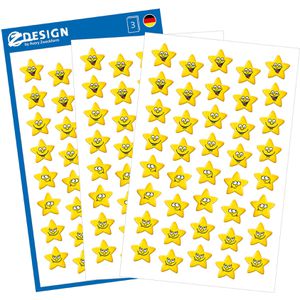 Zweckform Bewertungspunkte 53191, 10 mm, gelb, Sterne glücklich, aus Papier, selbstklebend, 120 Stück